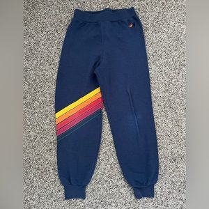 Aviator Nation Navy Rainbow stripe sweatpants